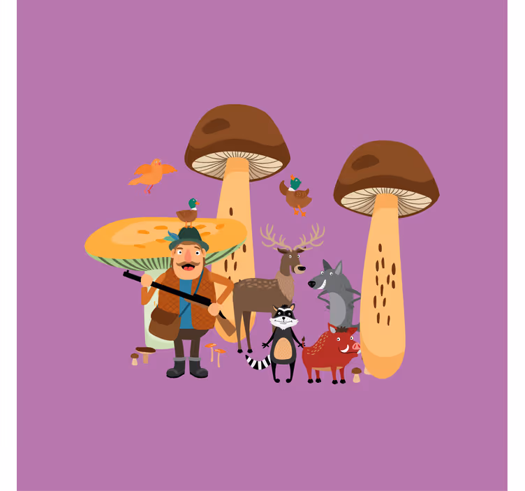 Blind kids in a mushroom forest - TenStickers