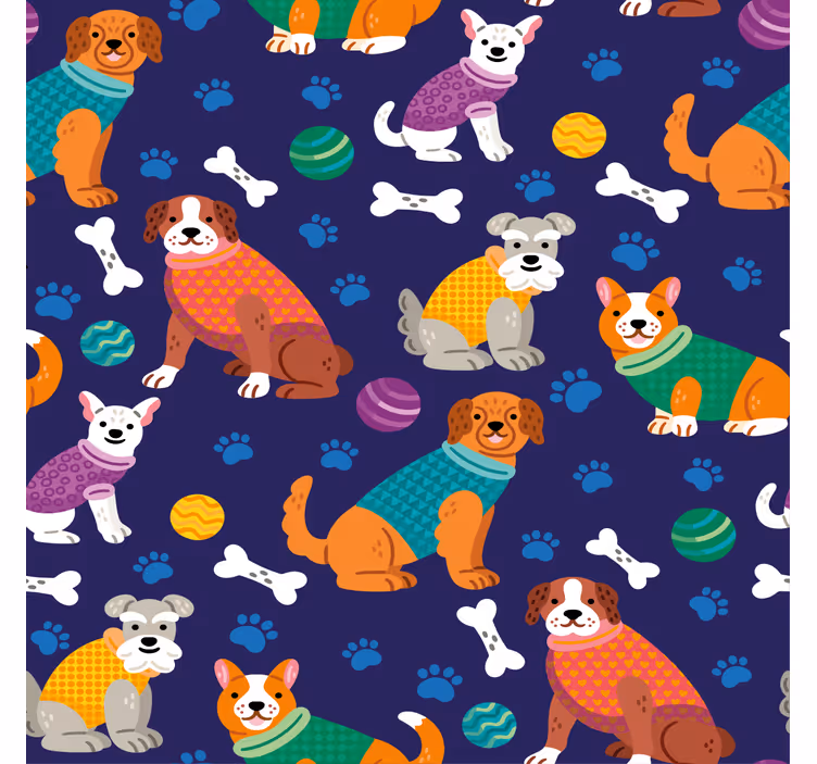 Blind kids vibrant dogs pattern design - TenStickers