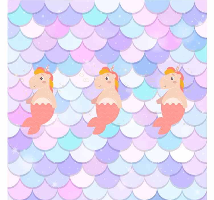 Blind kids unicorn sirens with fish scales background - TenStickers