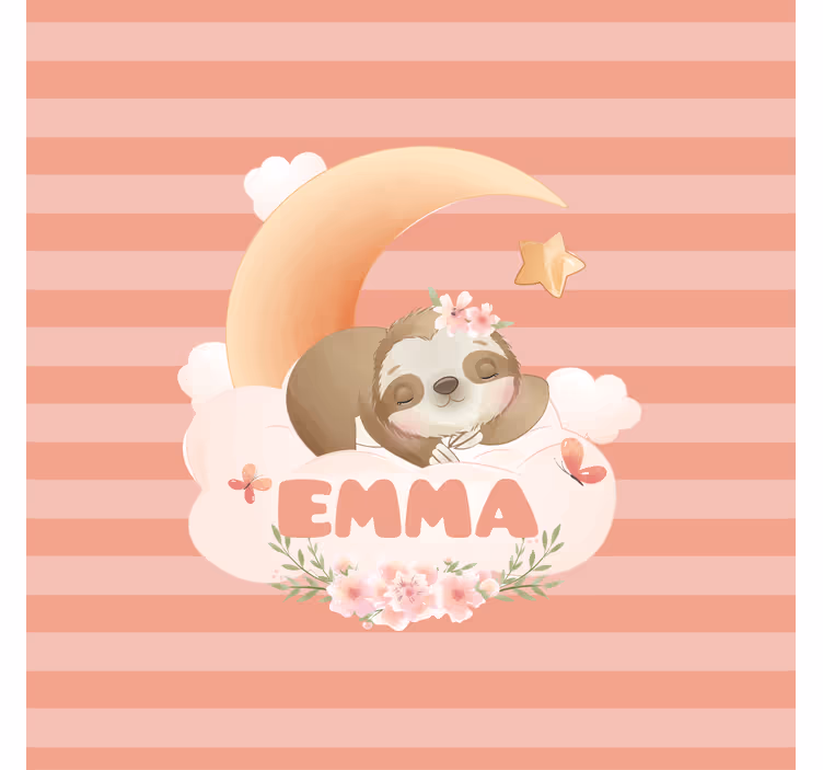 Blind kids cute animals sloth with name - TenStickers