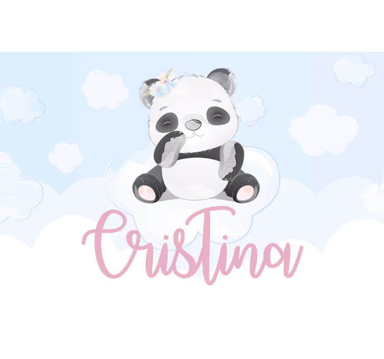 Blind kids cute panda for girl with name - TenStickers