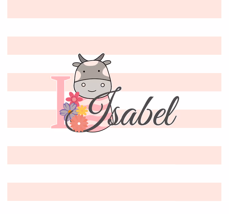 Blind kids cute animals cow with name - TenStickers