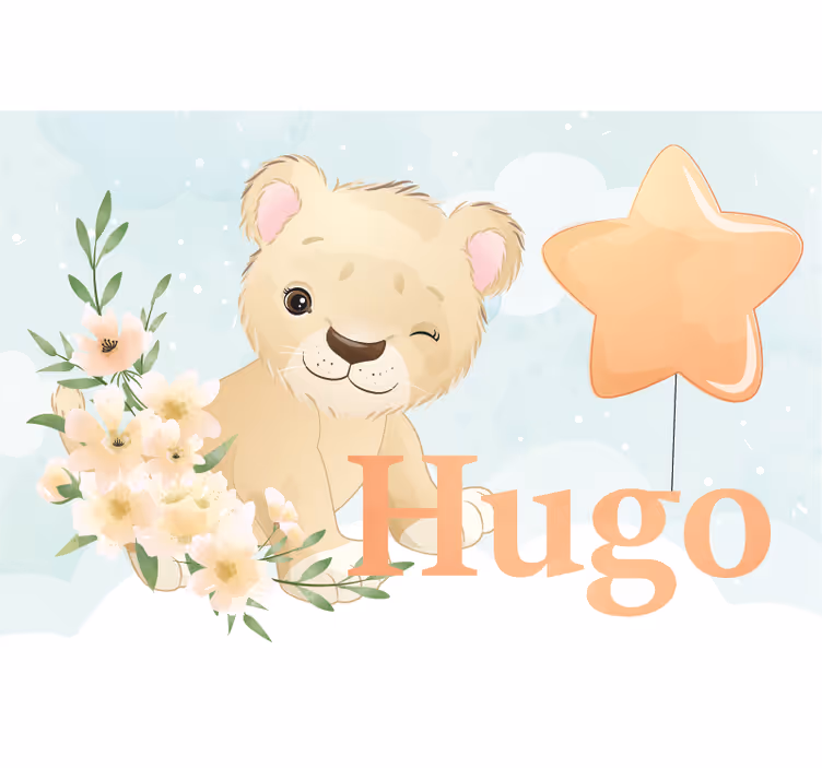 Blind kids cute lion for boy with name - TenStickers