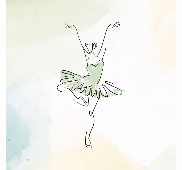 Blind kids ballerina in pose line art - TenStickers