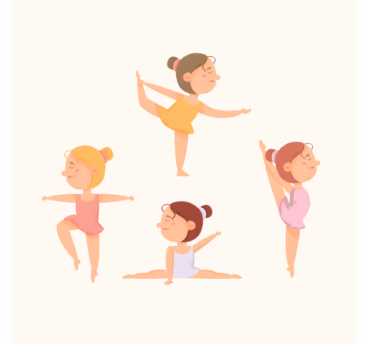 Blind kids set of ballerinas stretching - TenStickers