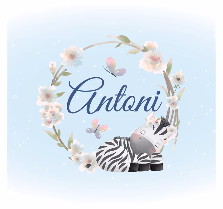 Blind kids cute animals zebra with name - TenStickers