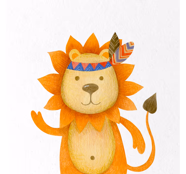 Blind kids cartoon drawn lion - TenStickers