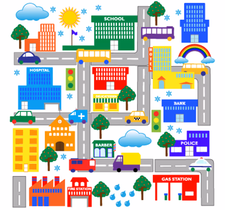 Blind kids cityscape wall decal - TenStickers