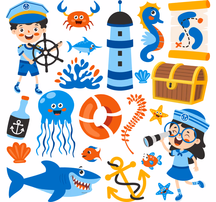 Blind kids pirate and sea life adventure - TenStickers
