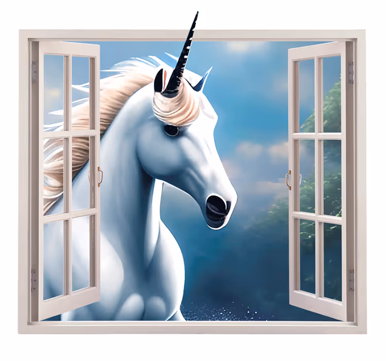 Blind kids unicorn window - TenStickers