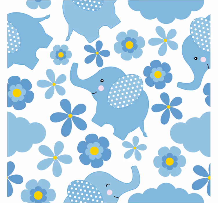Blind kids blue baby elephants - TenStickers