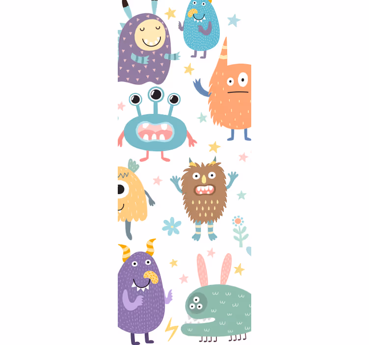 Blind kids happy monster door for kids - TenStickers