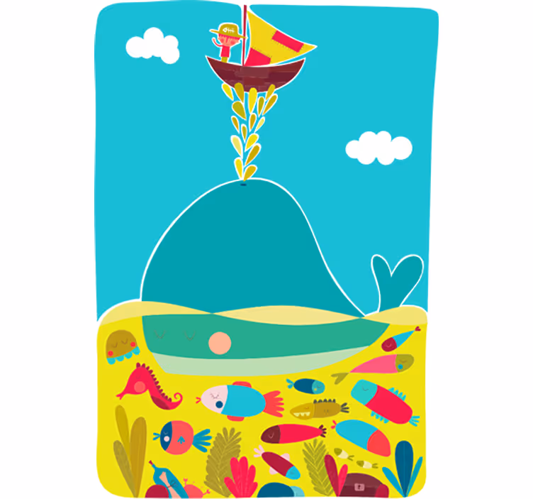 Blind kids whale mural wall sticker - TenStickers