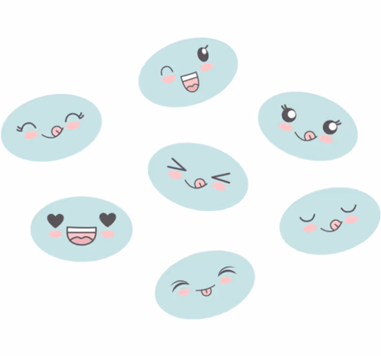 Blind kids adorable anime expressions - TenStickers