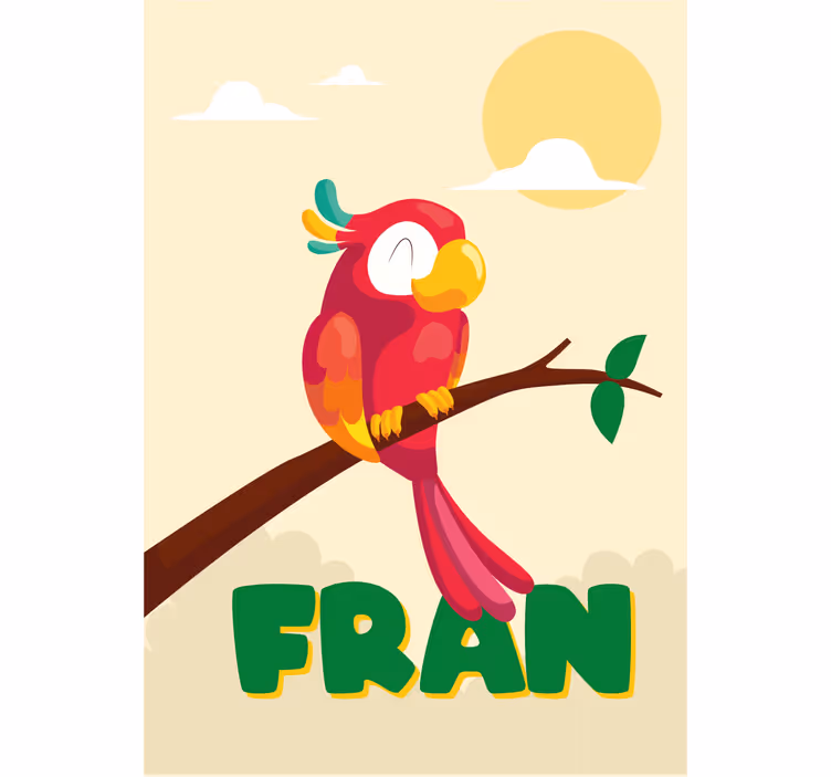 Blind kids red parrot with name - TenStickers