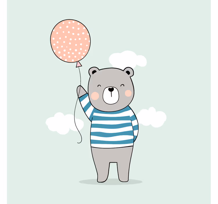 Blind kids baby bear with balloon - TenStickers
