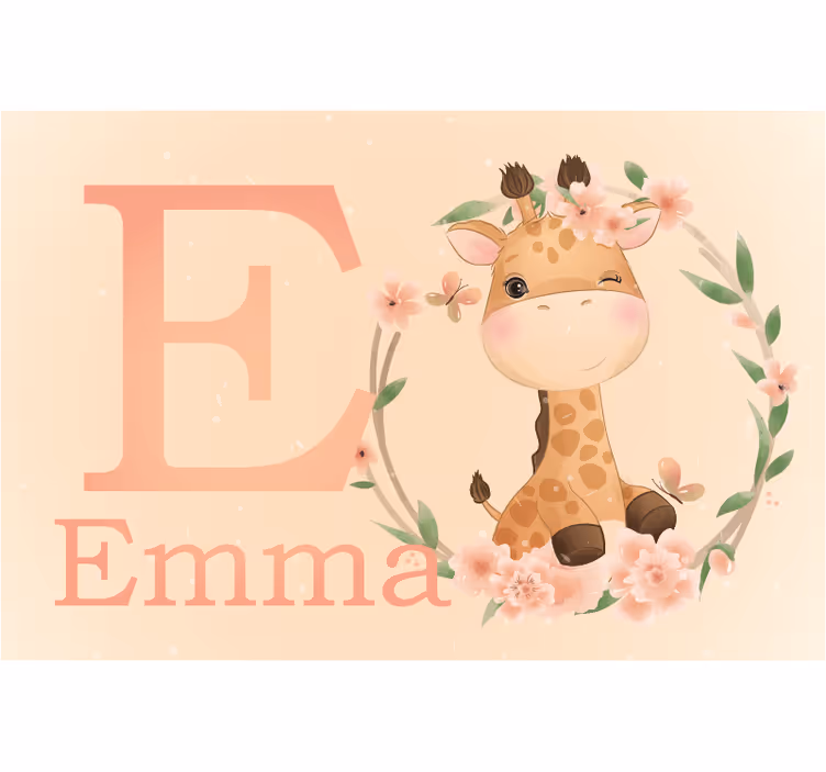 Blind kids cute giraffe for girl with name - TenStickers