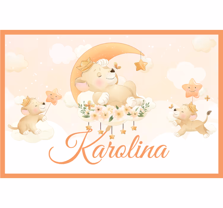 Blind kids cute animals lion with name - TenStickers