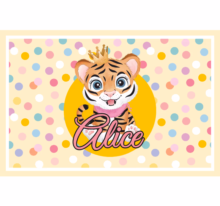 Blind kids cute tiger for girl with name - TenStickers