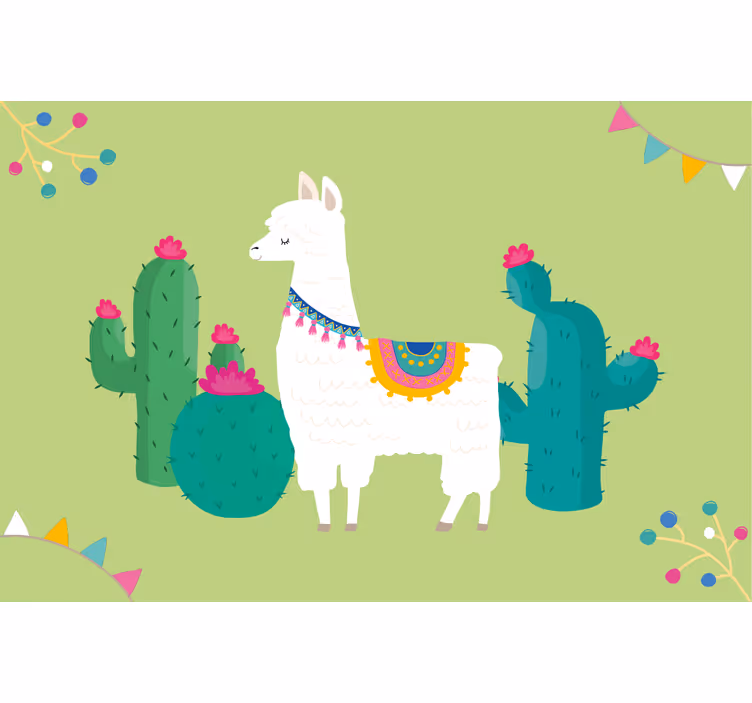 Blind kids colorful llamas illustration - TenStickers