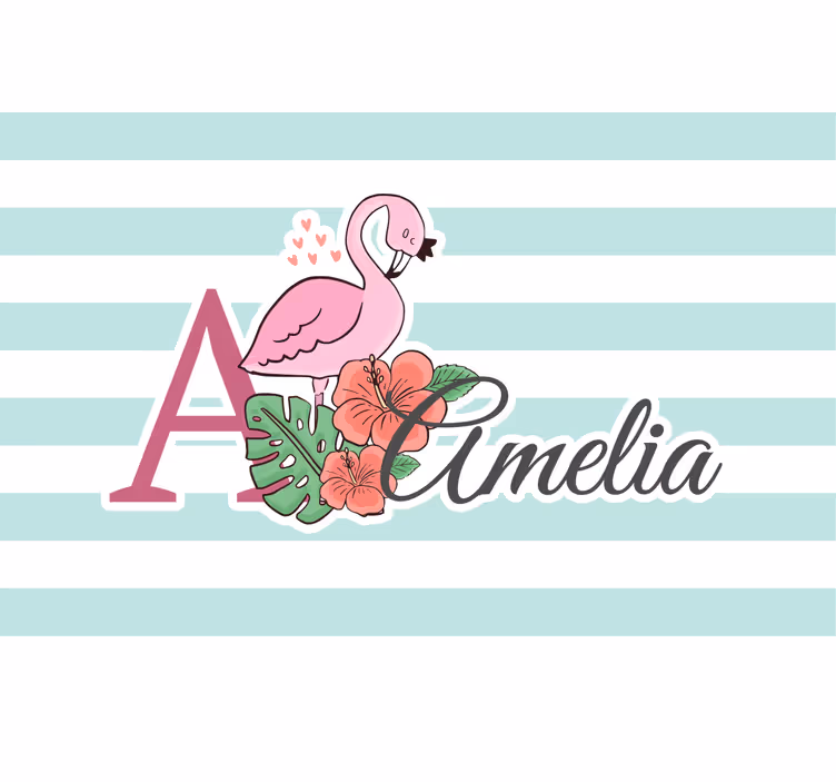 Blind kids cute animals flamingo with name - TenStickers