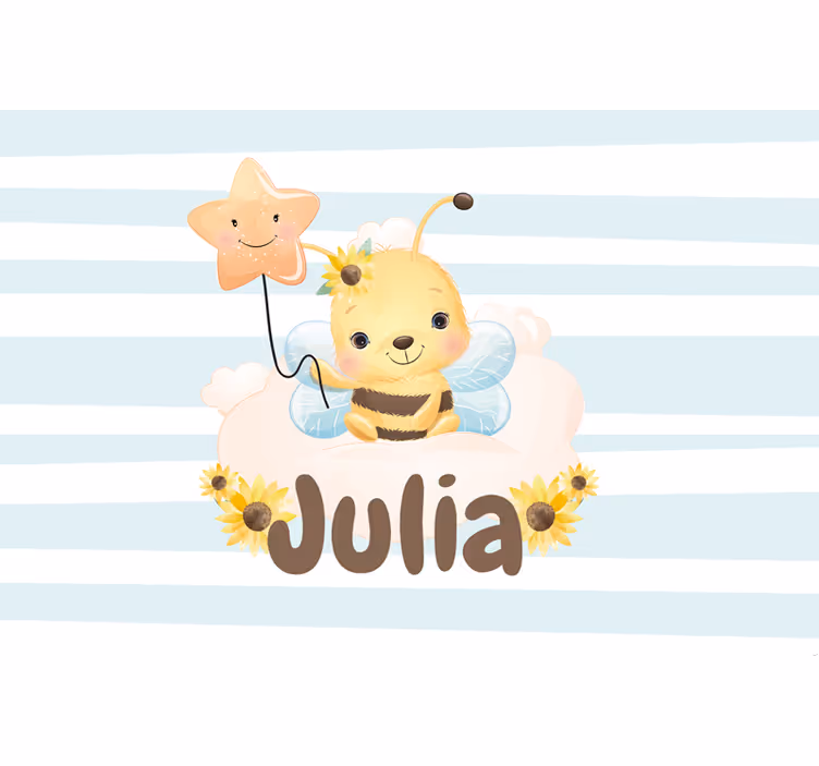 Blind kids cute animal bee with name - TenStickers
