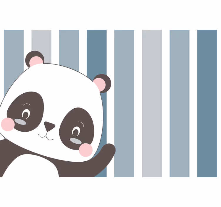 Blind kids happy panda striped background - TenStickers