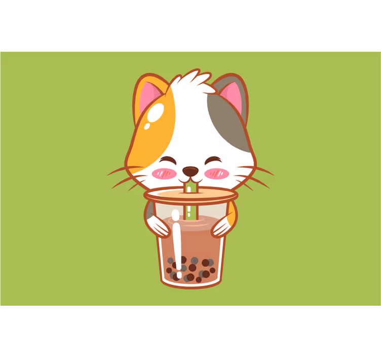 Blind kids enjoying chocolate cat drinks - TenStickers