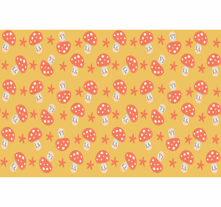 Blind kids classic mushrooms with face on yellow - TenStickers