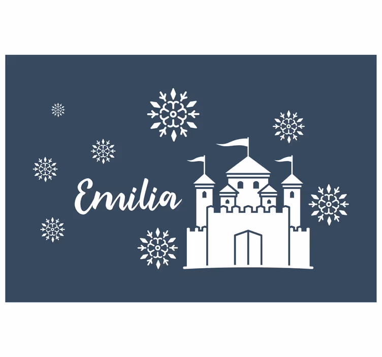 Blind kids monocolor castle with snowflakes and name - TenStickers