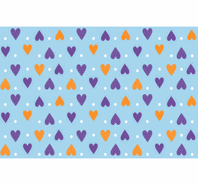 Blind kids purple and orange hearts on blue background - TenStickers