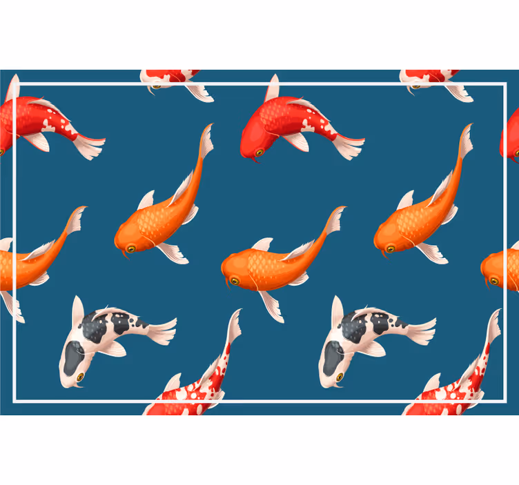 Blind kids koi fish pattern on blue background - TenStickers