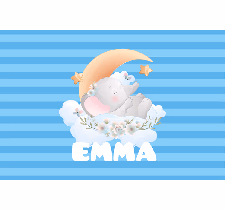 Blind kids cute animal elephant with name - TenStickers