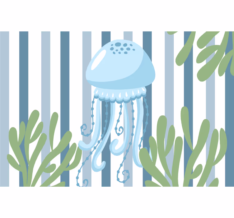Blind kids blue jellyfish sea creatures - TenStickers