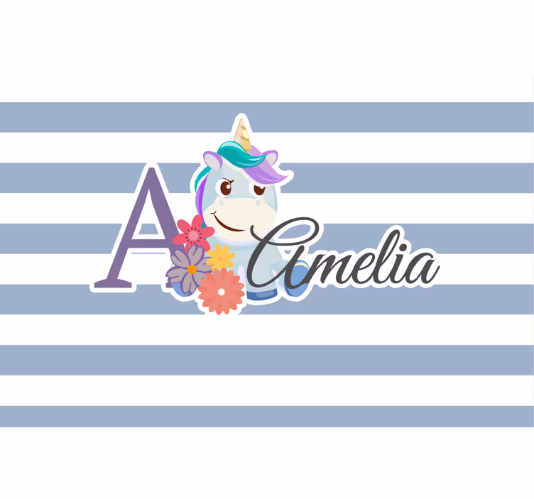 Blind kids cute unicorn animals with name - TenStickers