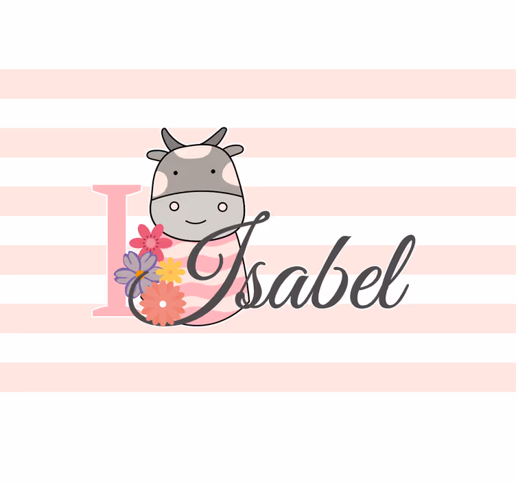 Blind kids cute animal cow with name - TenStickers