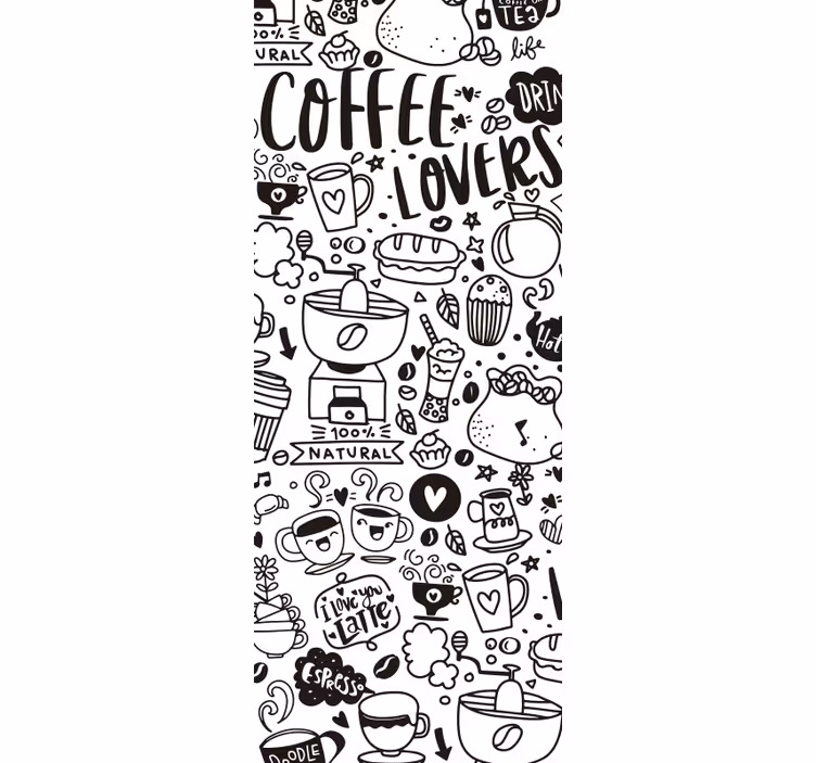 Blinds in a kitchen with translucent vinyl coffee art - TenStickers