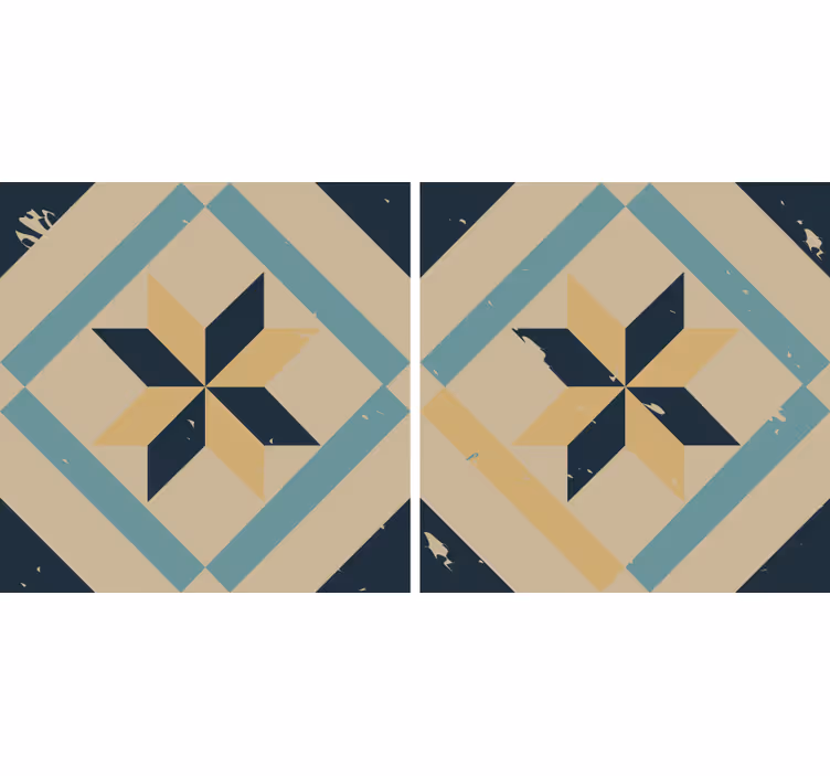 Blinds in a kitchen with elegant cement tile design - TenStickers