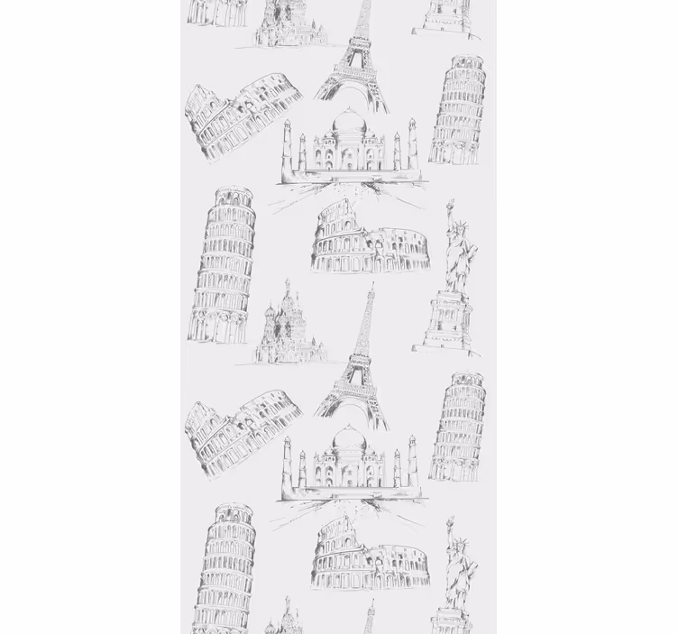 Blinds in a kitchen with famous monuments pattern - TenStickers