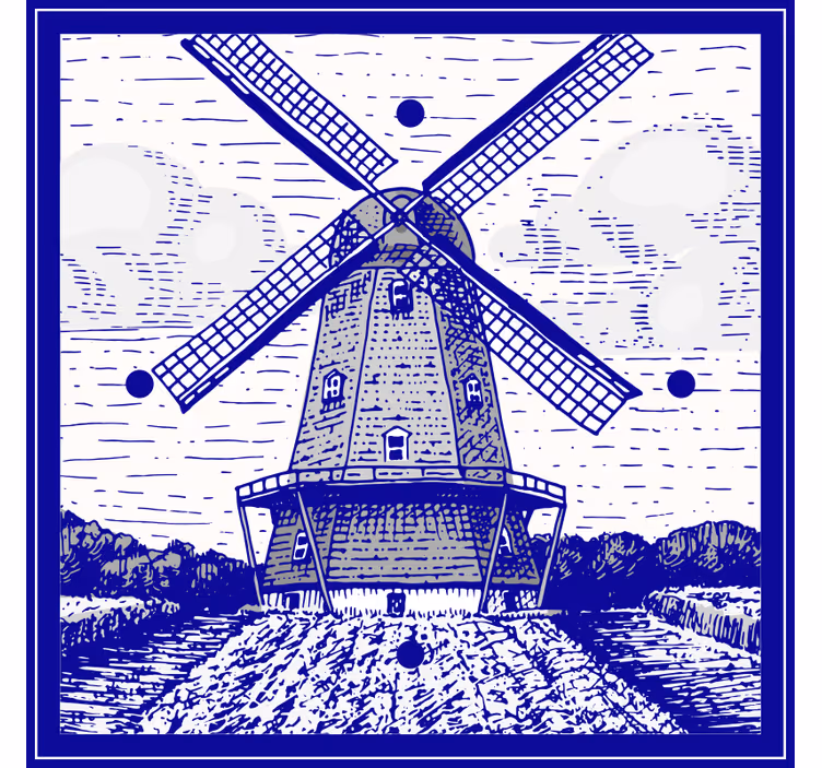 Delfts blue blinds in a kitchen - TenStickers
