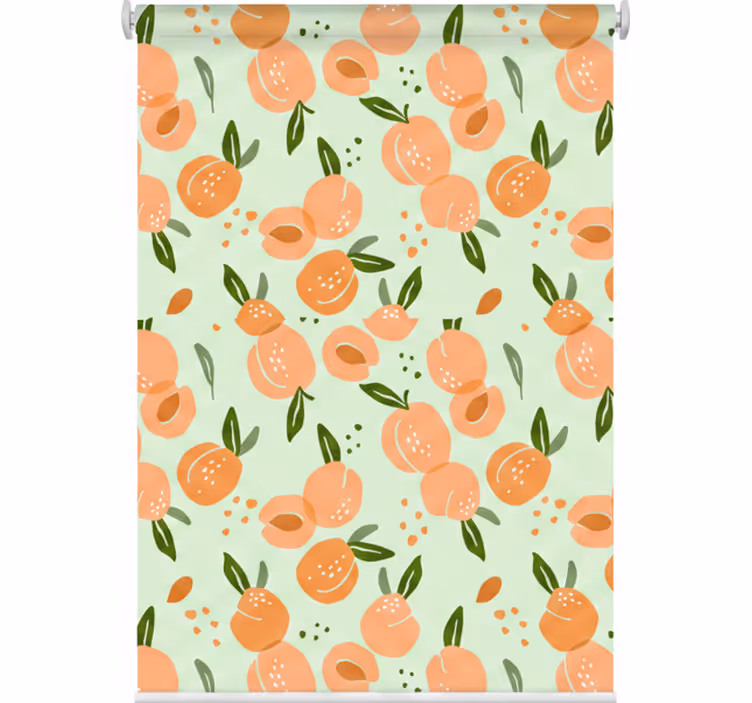 Blinds in a kitchen peaches on a green backdrop - TenStickers