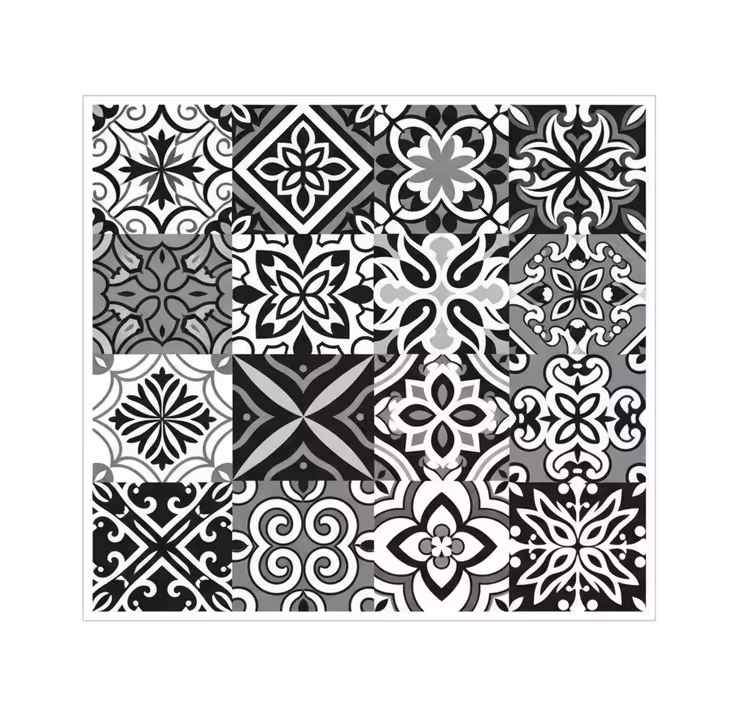 Blinds in a kitchen stark black geometric contrast - TenStickers