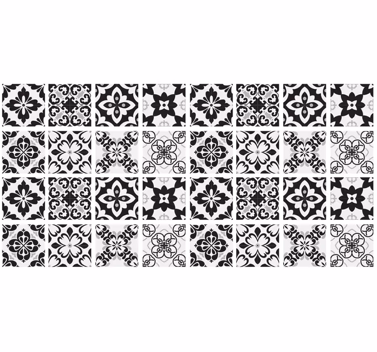 Blinds in a kitchen with black and white tiles - TenStickers