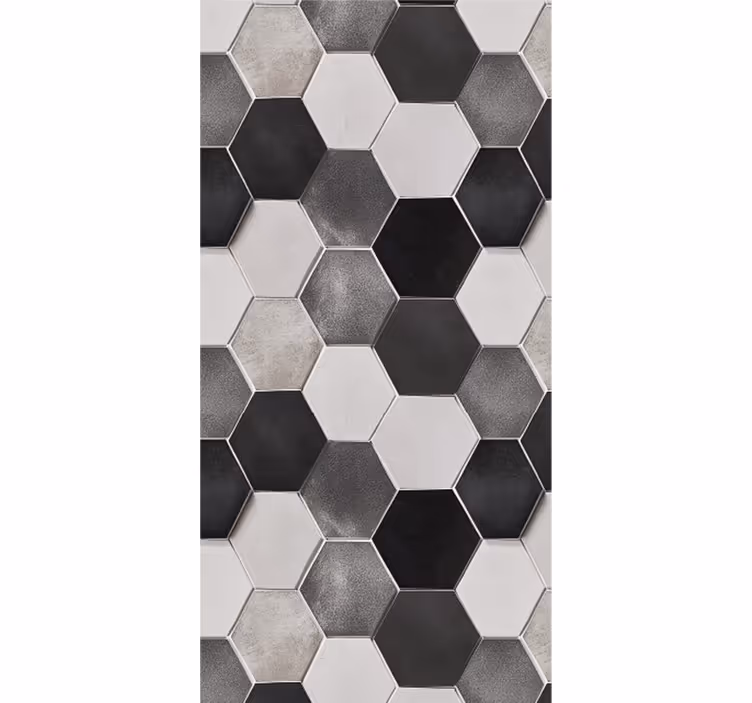 Blinds in a kitchen with grey hexagons design - TenStickers