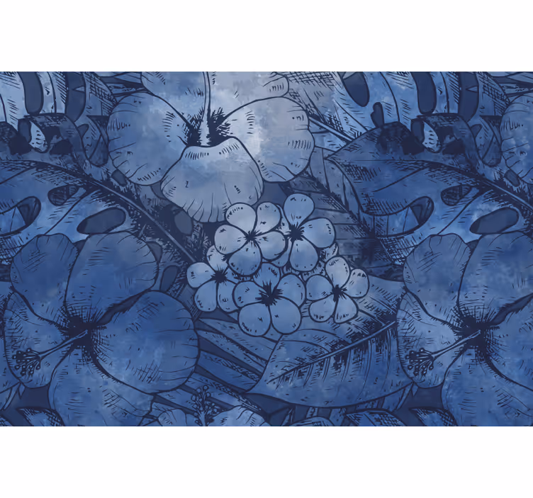 Blue blind with blue watercolor flowers - TenStickers