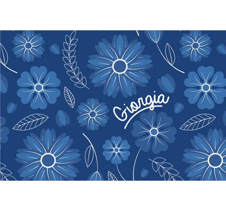 Blue blind with elegant blue flower design - TenStickers