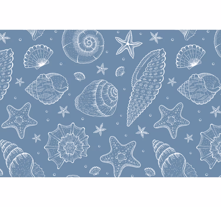 Blue blind with marine life and seashells design - TenStickers