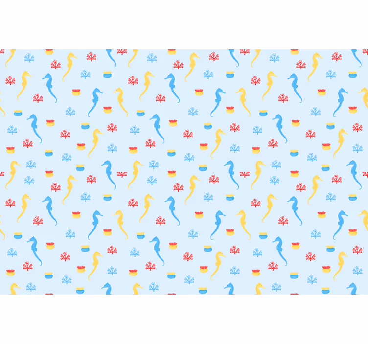 Blue blind with seahorse and coral design - TenStickers