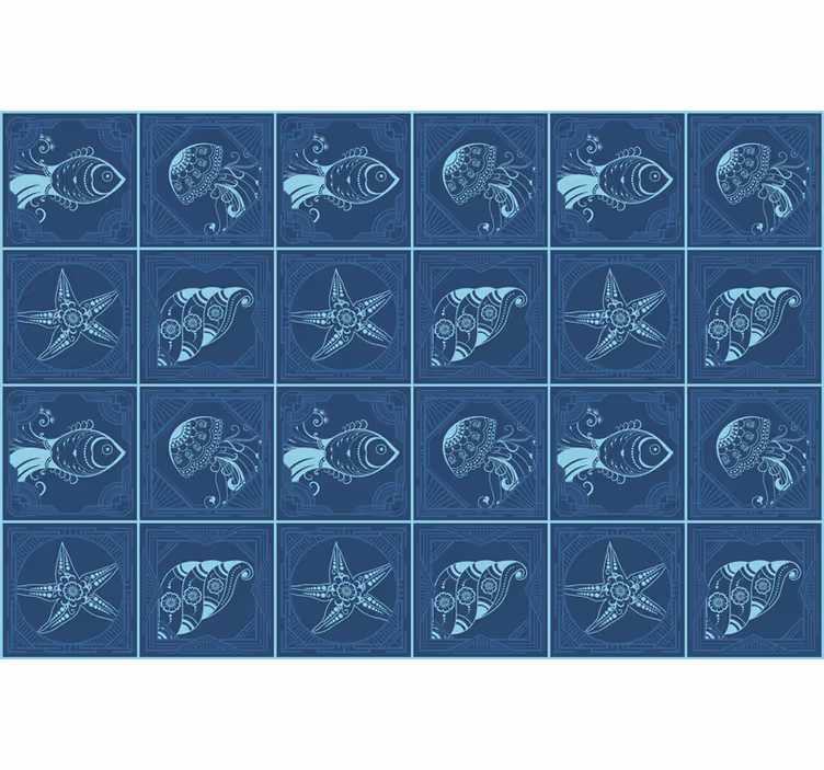 Blue blind decorative marine life tiles - TenStickers