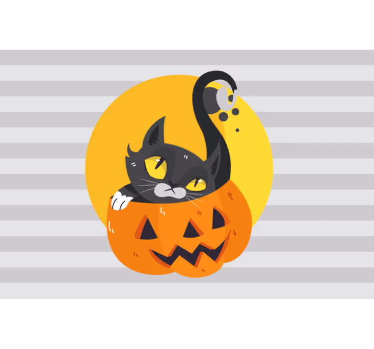 Blind grey pumpkins & black cat - TenStickers